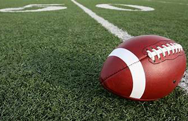 Close up of a football on a field